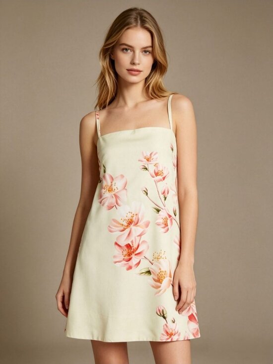 Farm Rio Dresses & Skirts - NWT Farm Rio Linen Blend Floral Print Sleeveless Mini Dress Elastic Waist Sz M